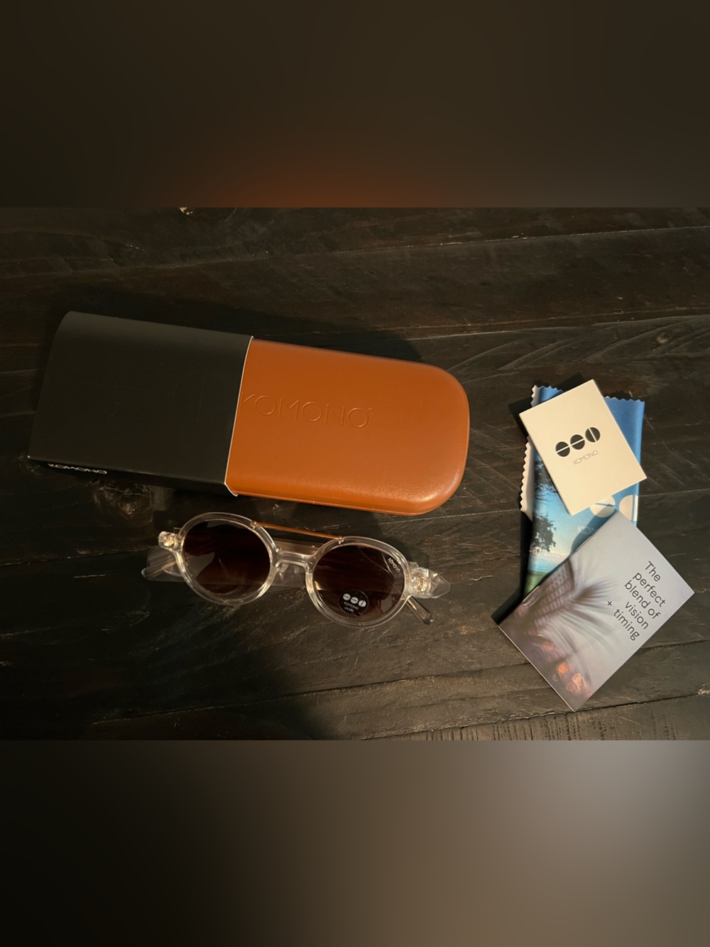 Anthropologie Komono Clear Frame Sunglasses with Brown Lenses and Tan/Brown Case